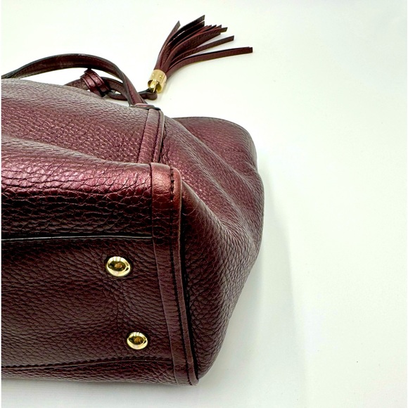 Auth Gucci Small Metallic Purple Leather Cellarius Convertible Soho Tote Bag - Picture 10 of 16